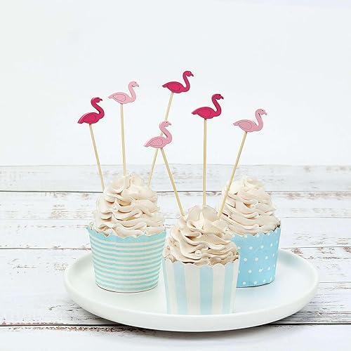 Efavormart - Paquete de 100 palillos de fiesta de flamenco de 5 pulgadas, pinchos de bambú, palillos decorativos para cóctel, palillo de dientes