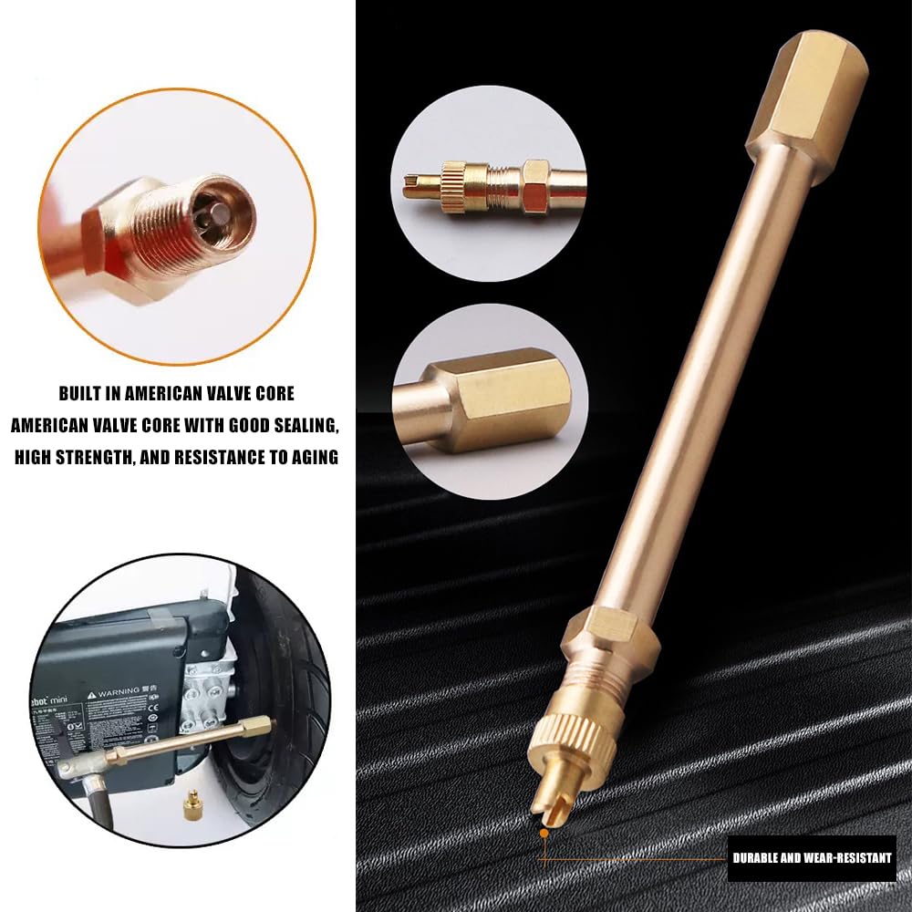 2PCS Prolunga da 10cm per Valvola Antiriflusso con Estrattore Integrato ‒ Prolungamento della Valvola Schrader per Monopattini, Bici, Auto e Furgoni