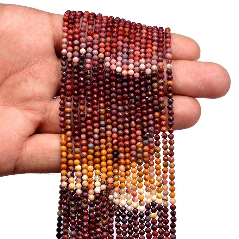 Micro perles rondes Mookaite 2mm à facettes naturelles pour création de bijoux de lithothérapie