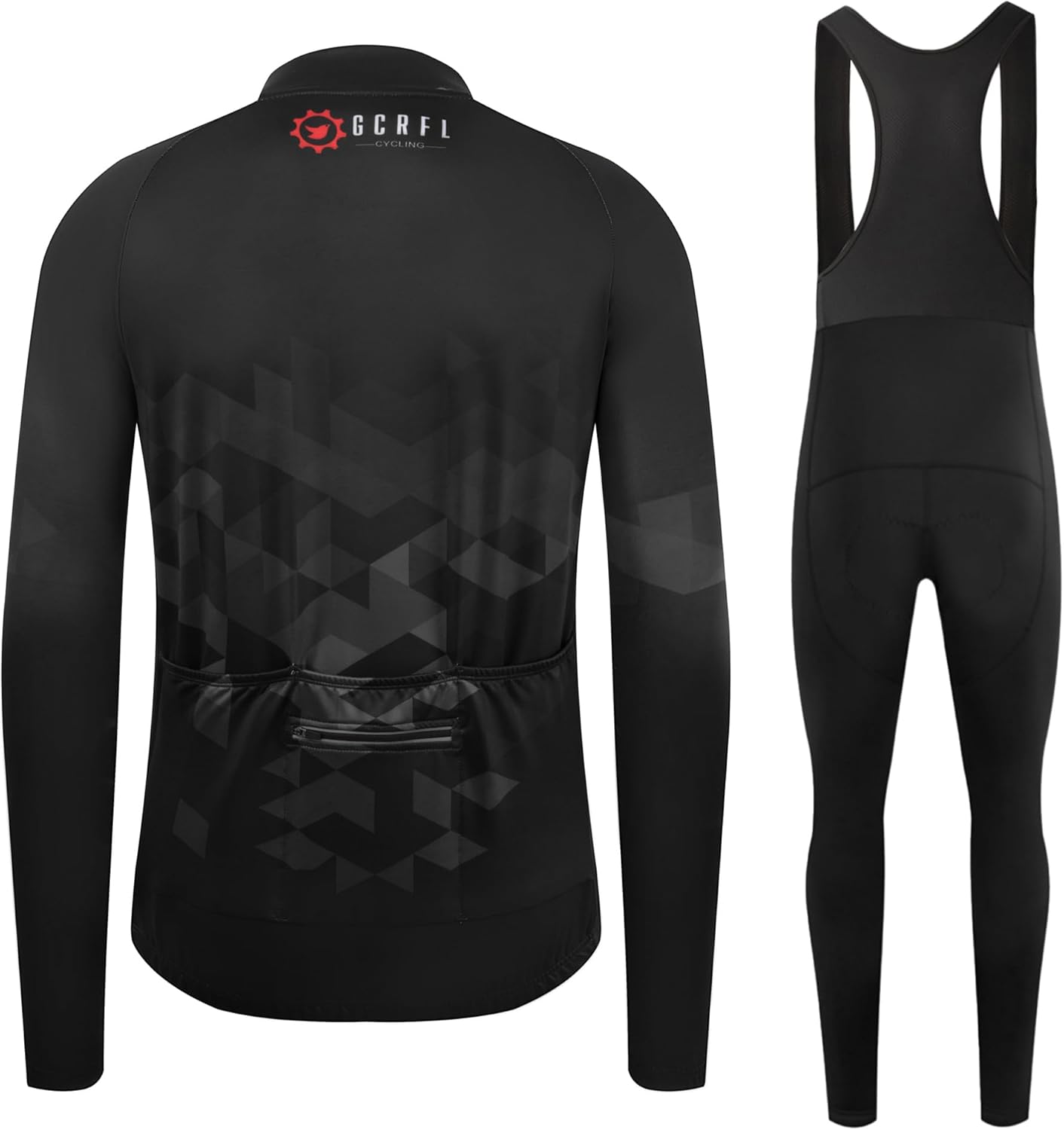 GCRFL Winter Cycling Jersey Sets Thermal Fleece Bike Jersey + Bib Pants, Long Sleeve Cycling Clothing Sets for Man - Image 2