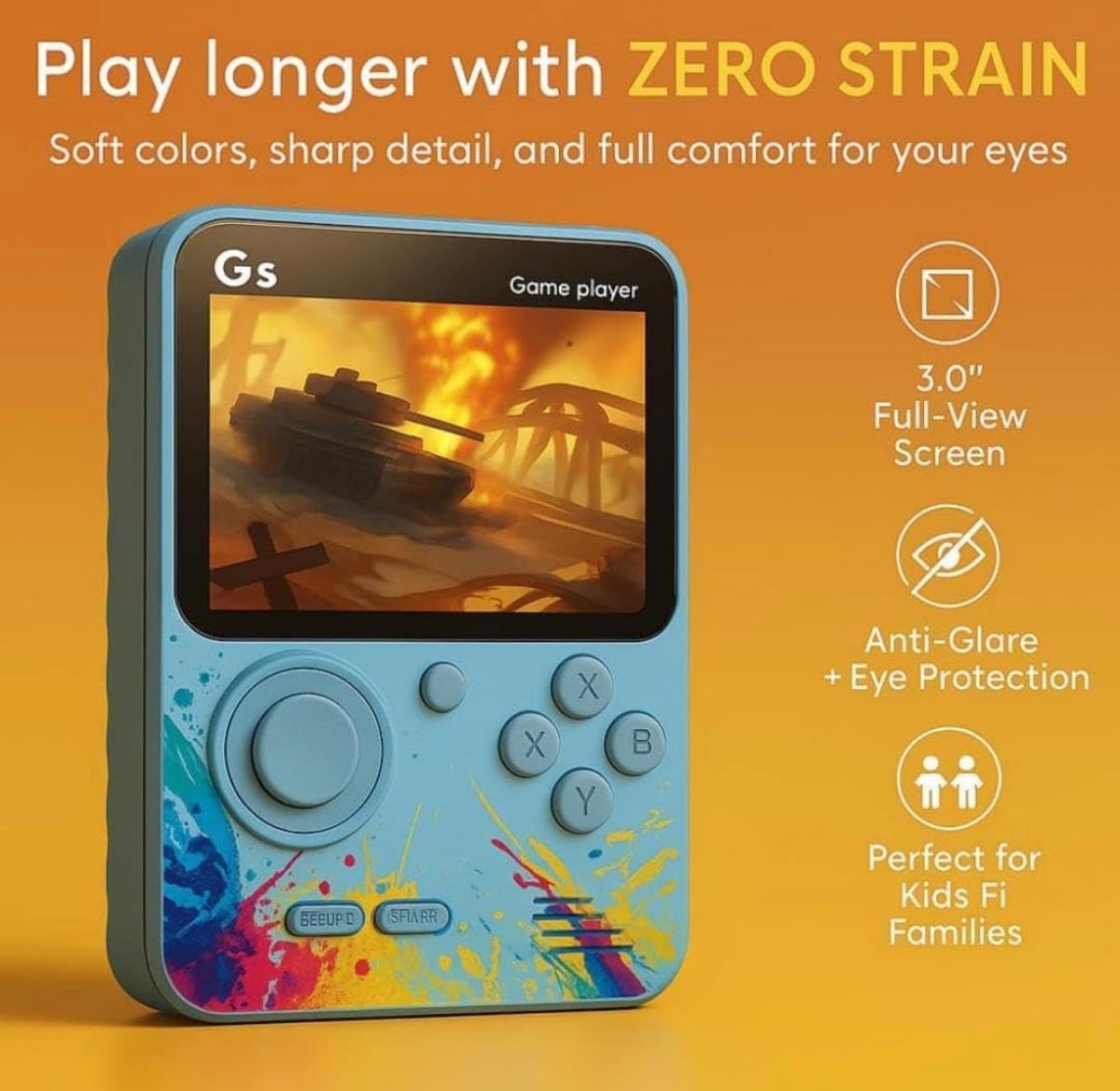 Storio G5 Handheld Game Console for Kids | Retro Gaming Device with 3.0 Inch HD Screen | 500 Built-in Classic Games | AV Output | Portable Video Game Player for Boys & Girls | Multicolour 3