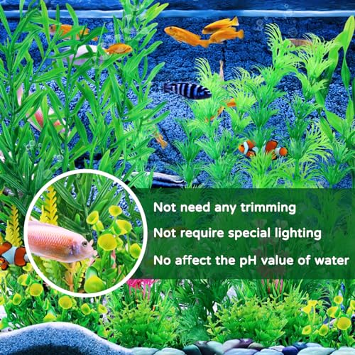 Fish Tank Plants, QUOZUO 20pcs Aquarium Decor Green Plants Artificial Aquarium Decorations Plant, Fish Tank Accessories for Household and Office Aquarium Simulation, Small to Large - Image 5