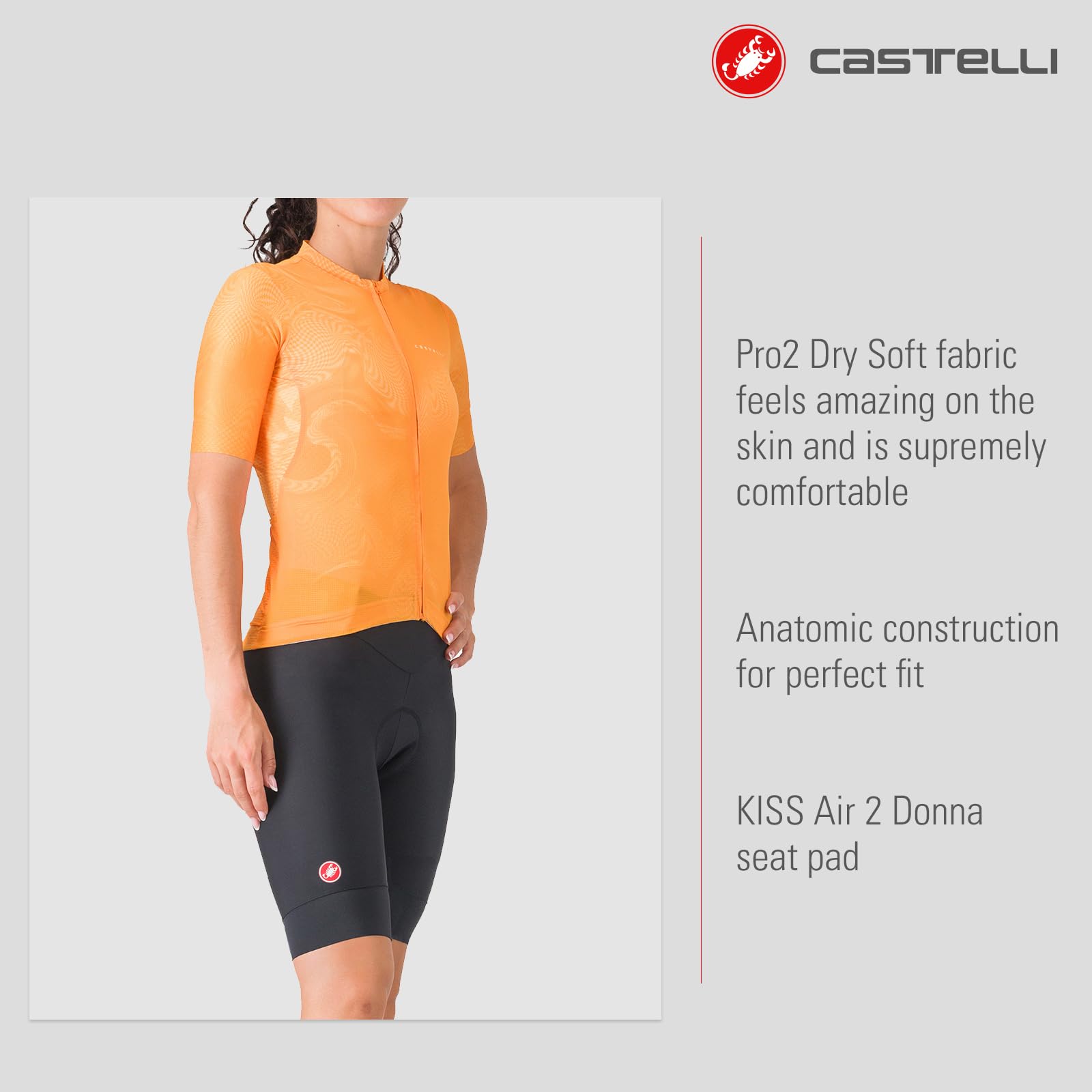 Castelli Prima 2 - Pantaloncini da donna per ciclismo su strada e gravel, con imbottitura e linguette riflettenti ad alta visibilità