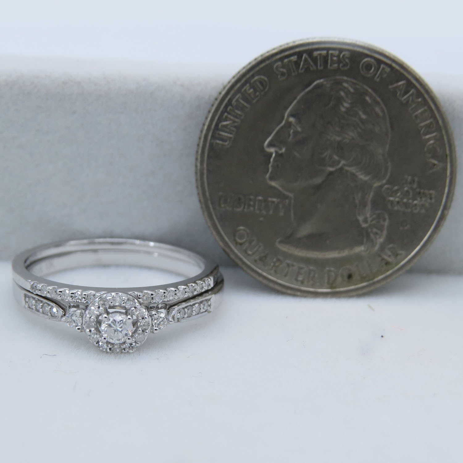 Dazzlingrock Collection 0.27 Ctw 14K Real Solid Gold Round Natural Diamond Women Halo Bridal Engagement Band Ring Set - Image 6