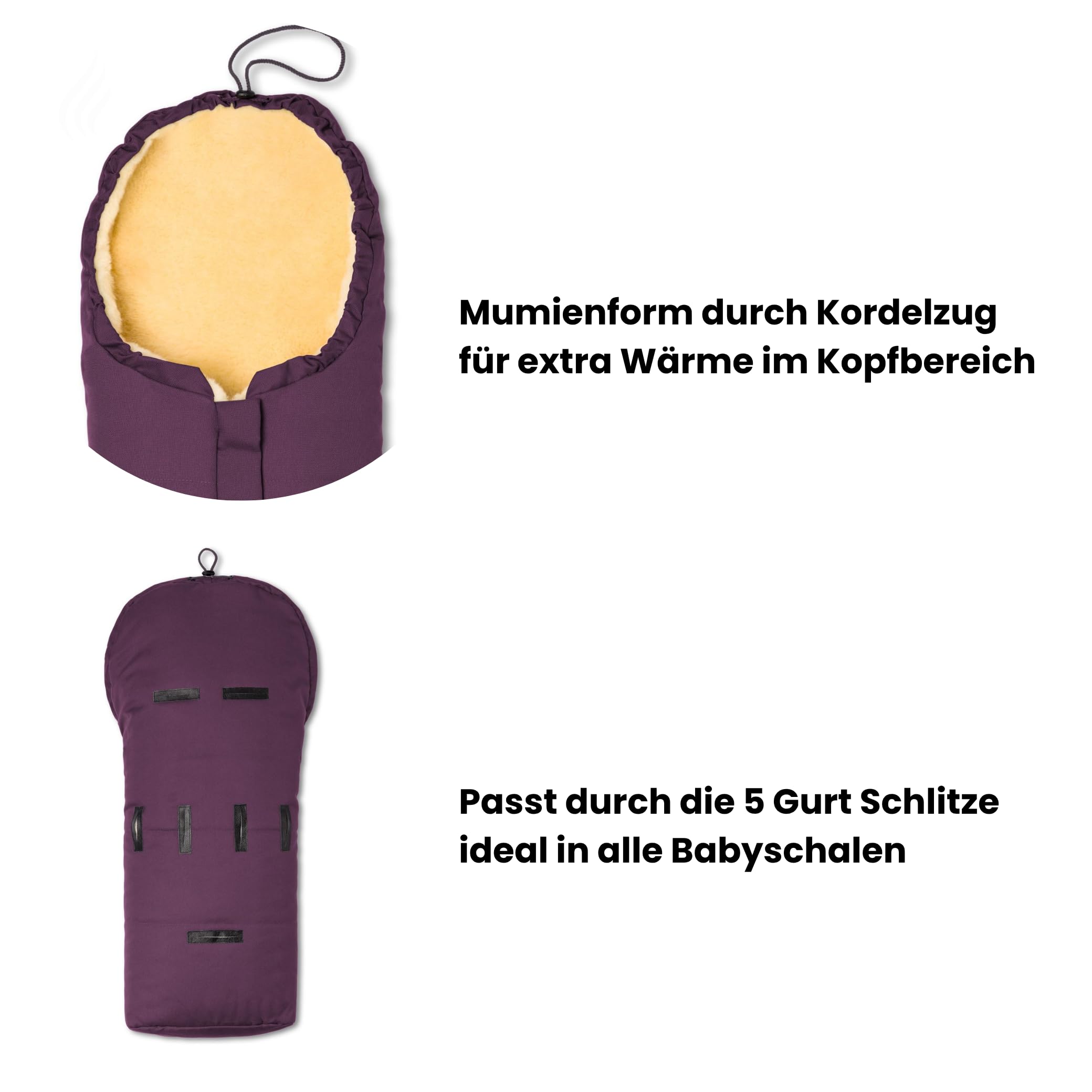 Hofbrucker Eskimo - Sacco termico per ovetto, passeggino, coprigambe universale, antivento e impermeabile, in vera pelliccia di agnello, made in Germany