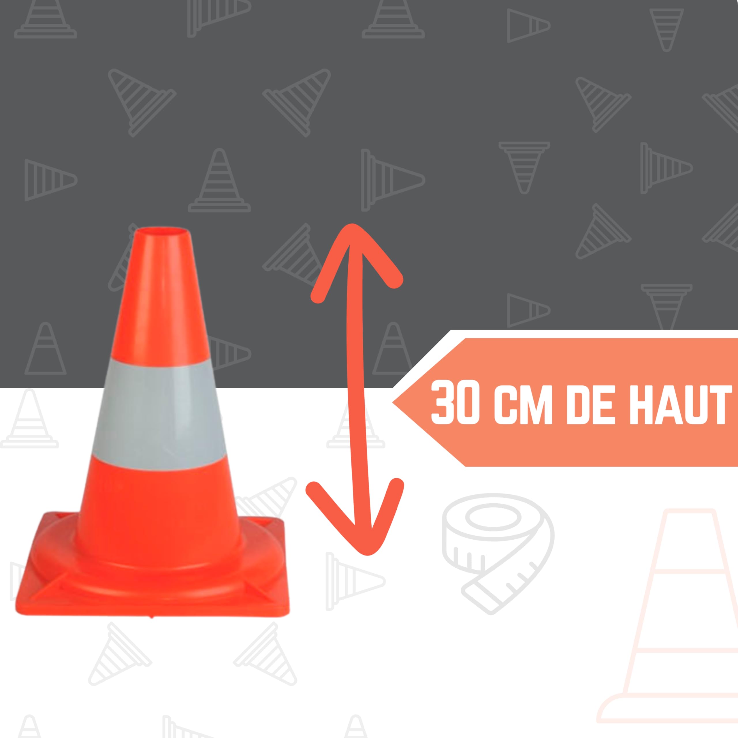 Technosafety Cône de signalisation Orange 20 pièces - 33 cm de Hauteur - HDPE - Cônes - Cône de Sécurité