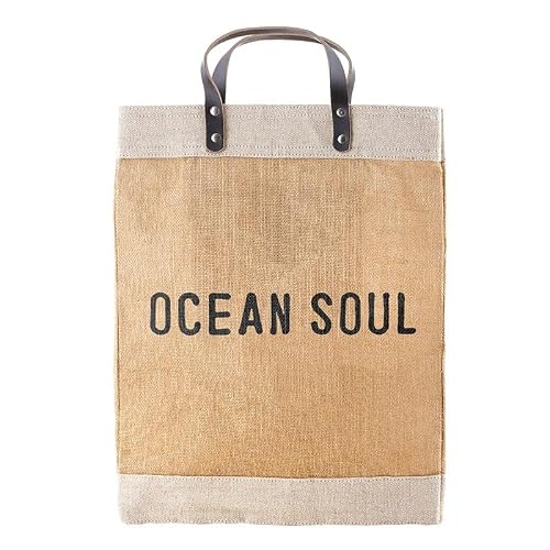 Santa Barbara Design Studio Tote Bags Hold Everything Reusable Grocery Bag Farmers Market Jute Totebag with Waterproof Lining, 13" x 18", Ocean Soul