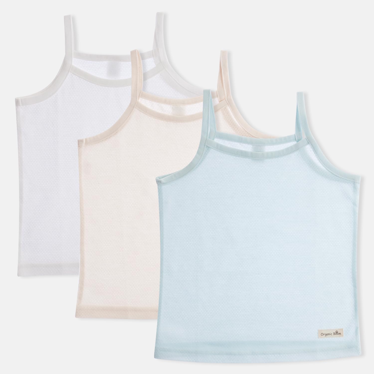 100% Certified Organic Cotton Breathable Tank Tops Lightweight Jacquard Super Soft Camisole Undershirts Toddler Boys Girls