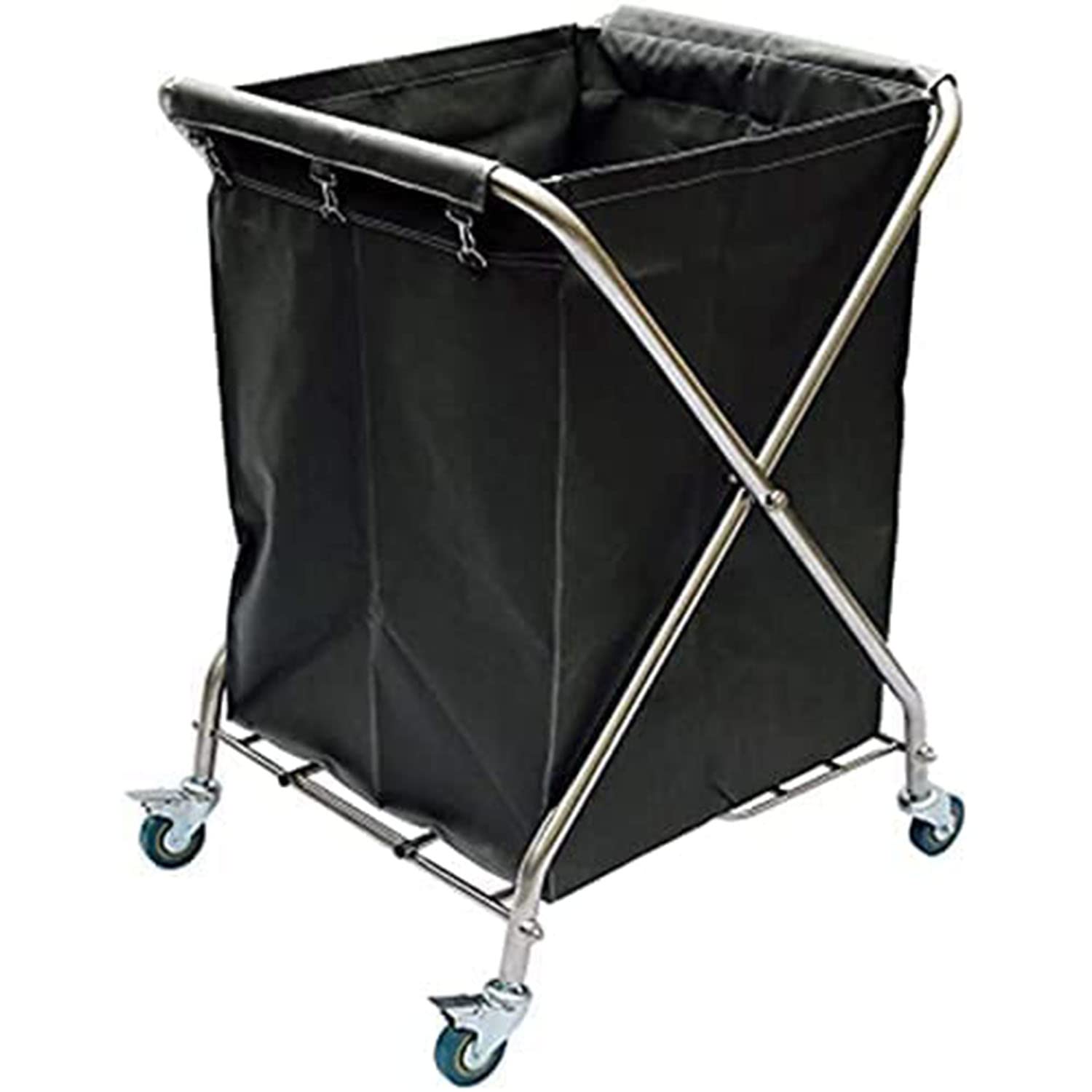 asdchZen Commercial Stainless Steel Folding Laundry Sorter Basket - Removable Fabric Bags For Hotel Bins And Hamper - Laundry Trolley Cart On Amazon,A,A