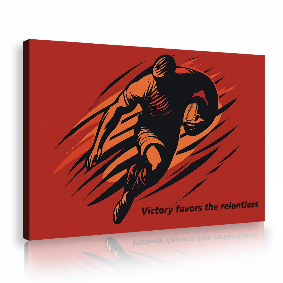 Via Vela Sports Gym Framed Canvas Art, Football Athlete Themed Artwork, Red Black Motivation Picture Painting, Kids Room Boys Bedroom Decor 70x105cm