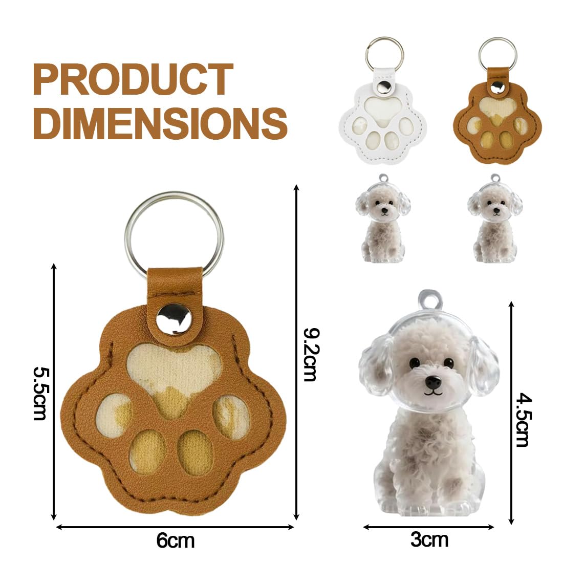 4 Portachiavi Hair, Pezzi Commemorativi in Pelo di Cane, Charms Borse, Contenitore Conservare, Dog-Shaped Keepsake per Pet Hair Storage, Regali Amanti degli Animali Domestici