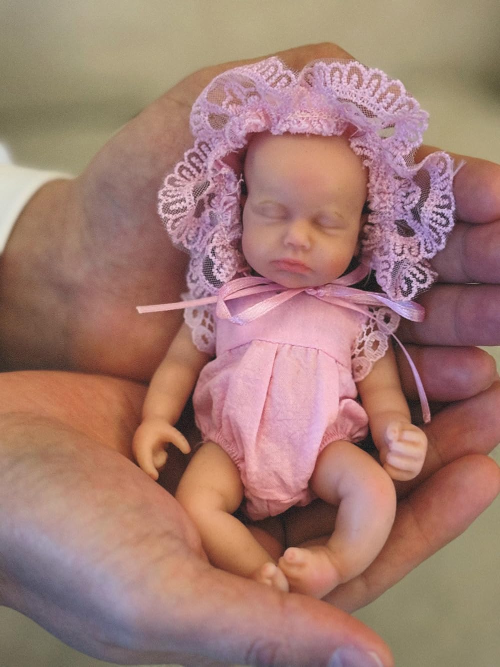 Abenduot 6inch Mini Palm Size Soft Full Body Silicone Baby Doll Realistic Silicone Miniature Anatomically Correct Girl Doll - Pink
