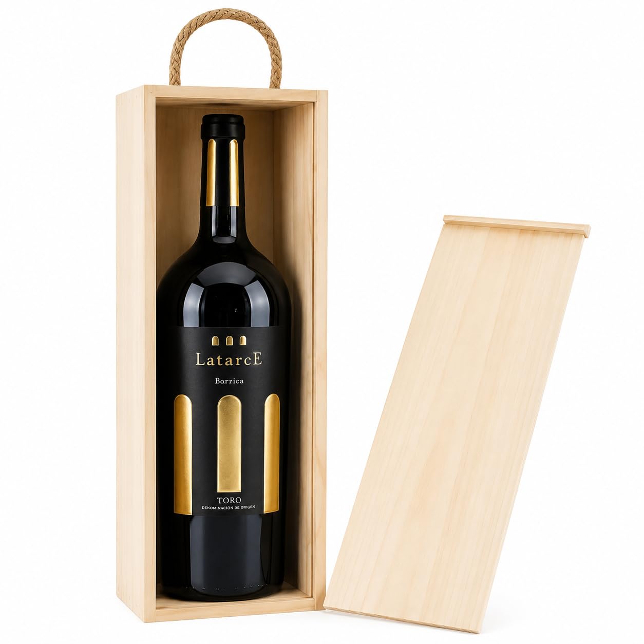 Latarce | Vino Tinto Barrica D.O. Toro 100% Tinta de Toro | 9 Meses Roble Francés y Americano | Botella 75cl Caja de Madera | Ideal para Regalo