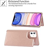 Vista 159 de Cavor for iPhone 11 Wallet Case with Card Slots Holder,Premium PU Leather Kickstand Feature Case [Wrist Strap] Double Magnetic Clasp Shockproof Flip