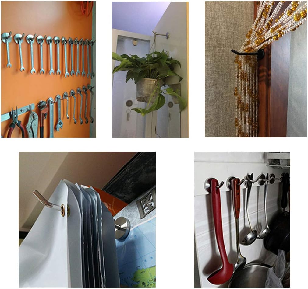 Flomore Stainless Steel Screw in Hooks for Hanging Plants Utensil Hooks for Kitchen Wall Mounted Coat Hook Display Hook (6 PCS Screws Included)