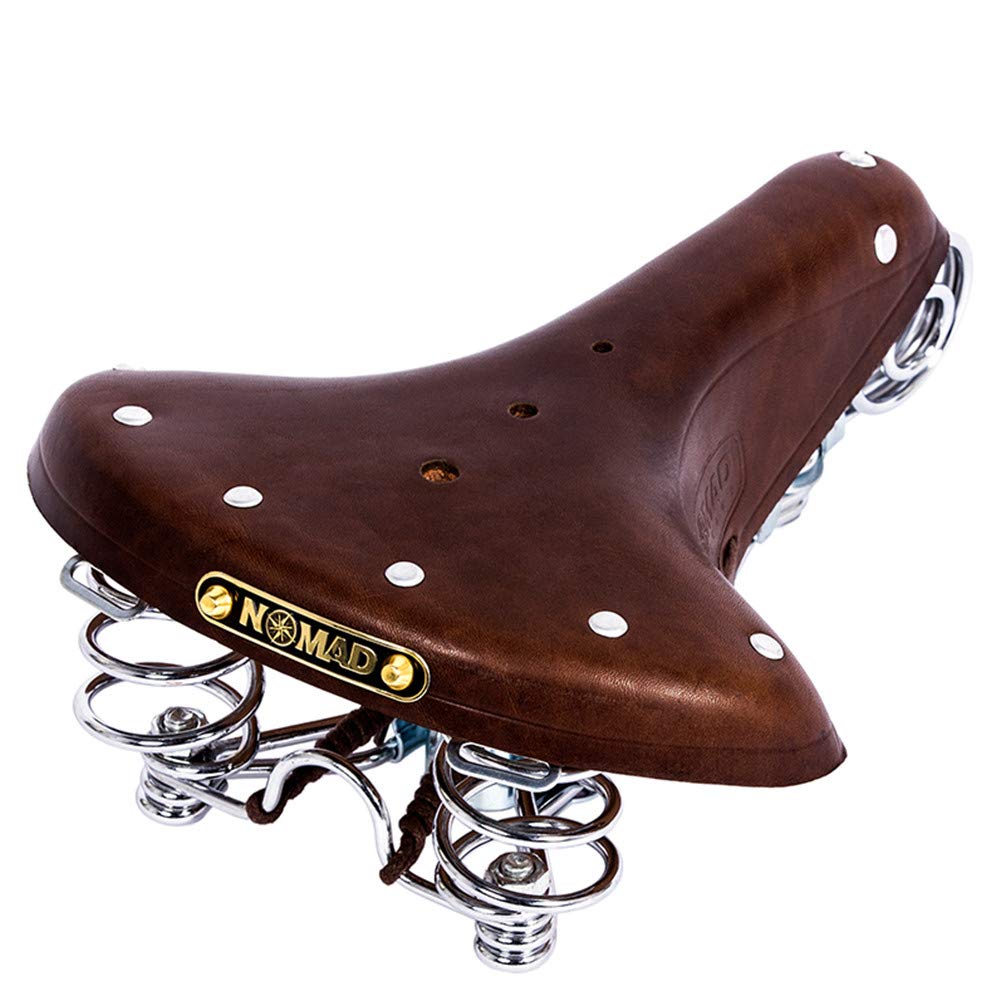 TentHome Vintage Classic Fahrradsattel Sattel Braun Fahrradsitz Fahrrad Ledersattel Schraubenfeder Nieten