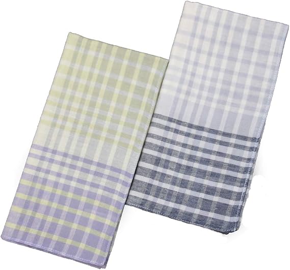 Amazon B Plaid ガーゼハンカチ 日本製 2枚セット オンブレーチェック 約48 48cm 大判サイズ レディース ハンカチ ダブルガーゼ 綿100 ループ付き ネイビー パープル ハンカチ バンダナ 通販