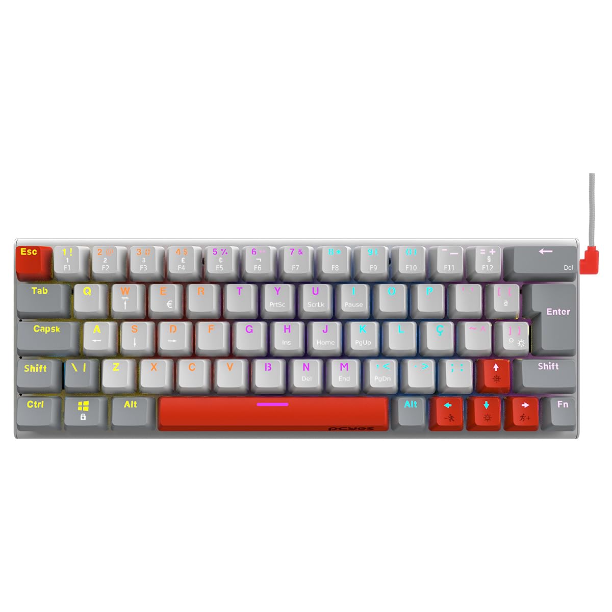 TECLADO MECÂNICO GAMER PCYES KUROMORI 60% WHITE GHOST - SWITCH