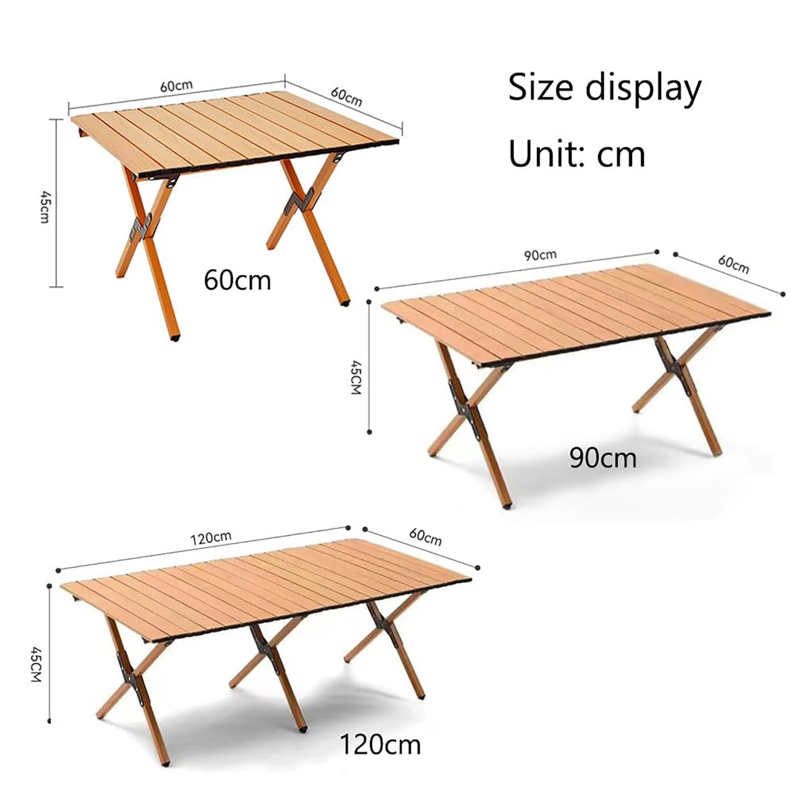 Tavolo da campeggio pieghevole e portatile, ultraleggero, arrotolabile, in alluminio, con custodia, perfetto per picnic, barbecue, giardino, 90 x 60 x 43 cm