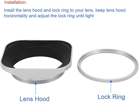 Haoge 55mm Square Metal Screw-in Lens Hood with Cap for Leica APO Summicron-M 90mm f/2 ASPH E55, Summicron-R 50mm f2 E55, Summilux-R 50mm f/1.4 E55, Elmarit-R 28mm f2.8 35 mm f/2.8 E55 Lens Silver