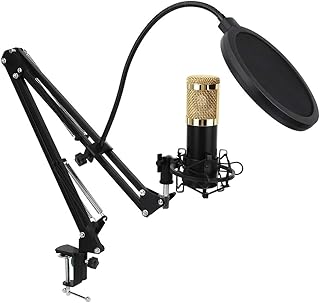 USB Microphone Kit, Condenser Microphone Kit BM-800 Mic Set Streaming Podcast Microphone with Adjustable Suspension Scissor Arm Metal Shock Mount