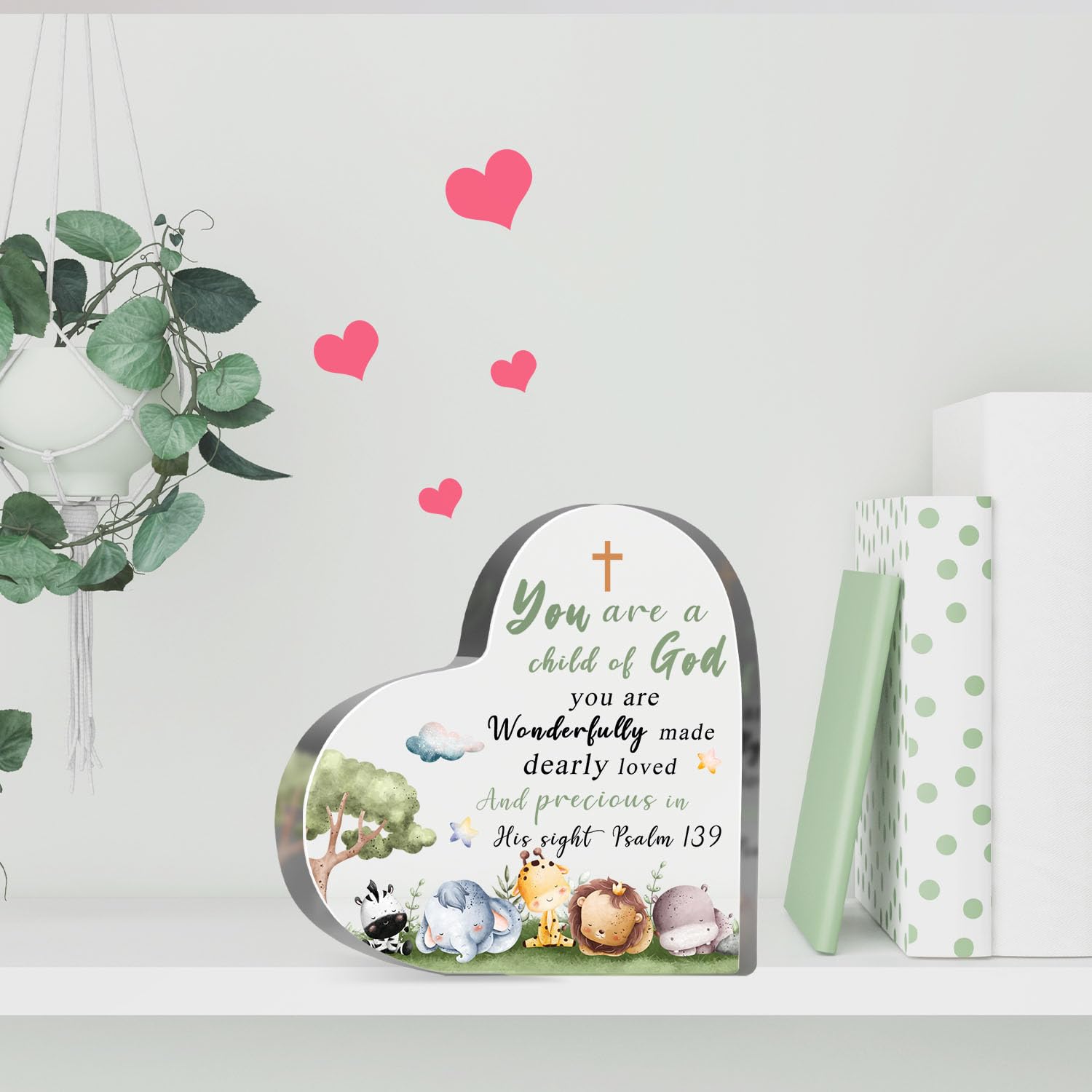 Christian Baptism Gifts for Girls Boys Newborn, Inspirational Godchild Decor for Home, Religious Christening Confirmation Catholic Sign Decorations for Granddaughter Grandson
