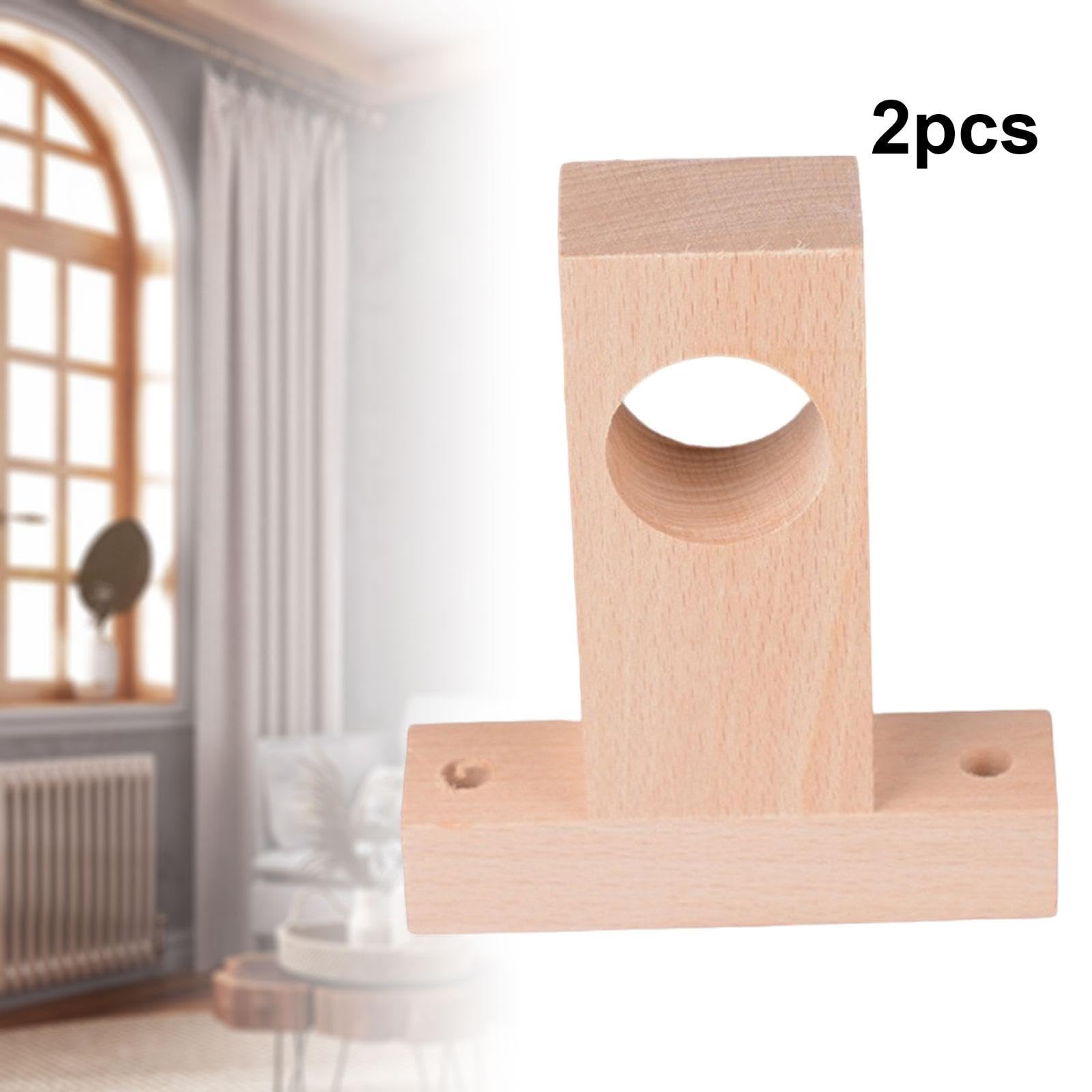 2 Staffe Per Tende In Legno Massello – Montaggio A Parete – Stile Classico Teak – Per Aste Fino A 3,8 Cm - 2