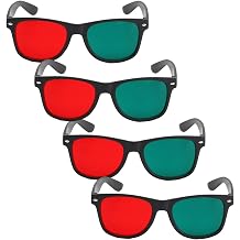 Red Green 3D Viewing Glasses 4Pcs Black Frame for Movie Game Anaglyph in Black
