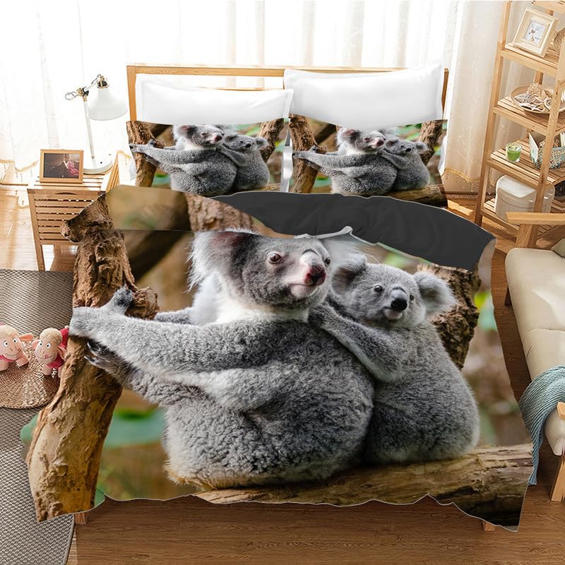 Parure de Lit 240 x 260 cm en Microfibre 110g/㎡ Confort Supérieur Texturé Koala