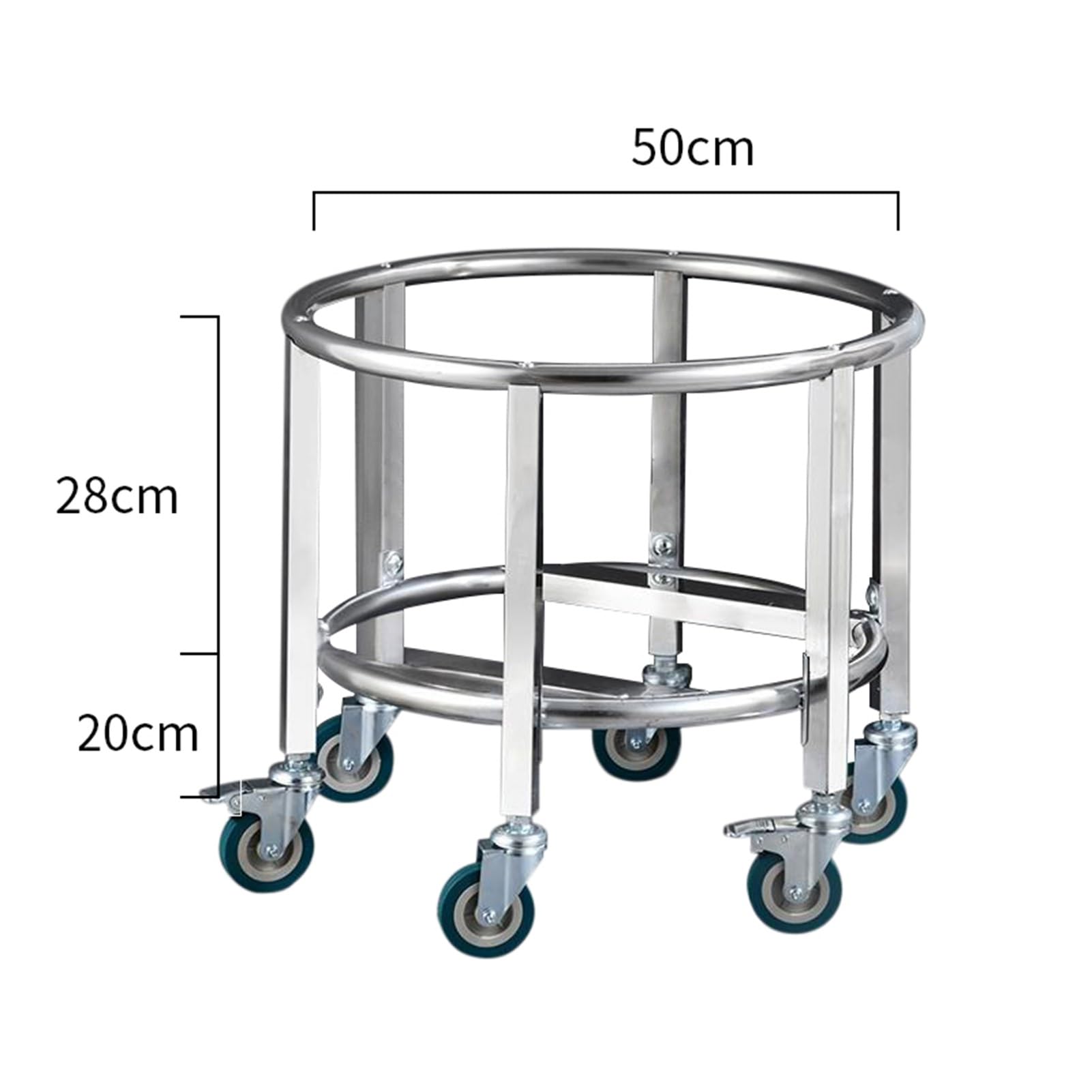 Carrello portavaso in acciaio inox resistente, con ruote girevoli, per ristoranti e giardini, resistente, da cucina (50 x 50 x 48 cm)