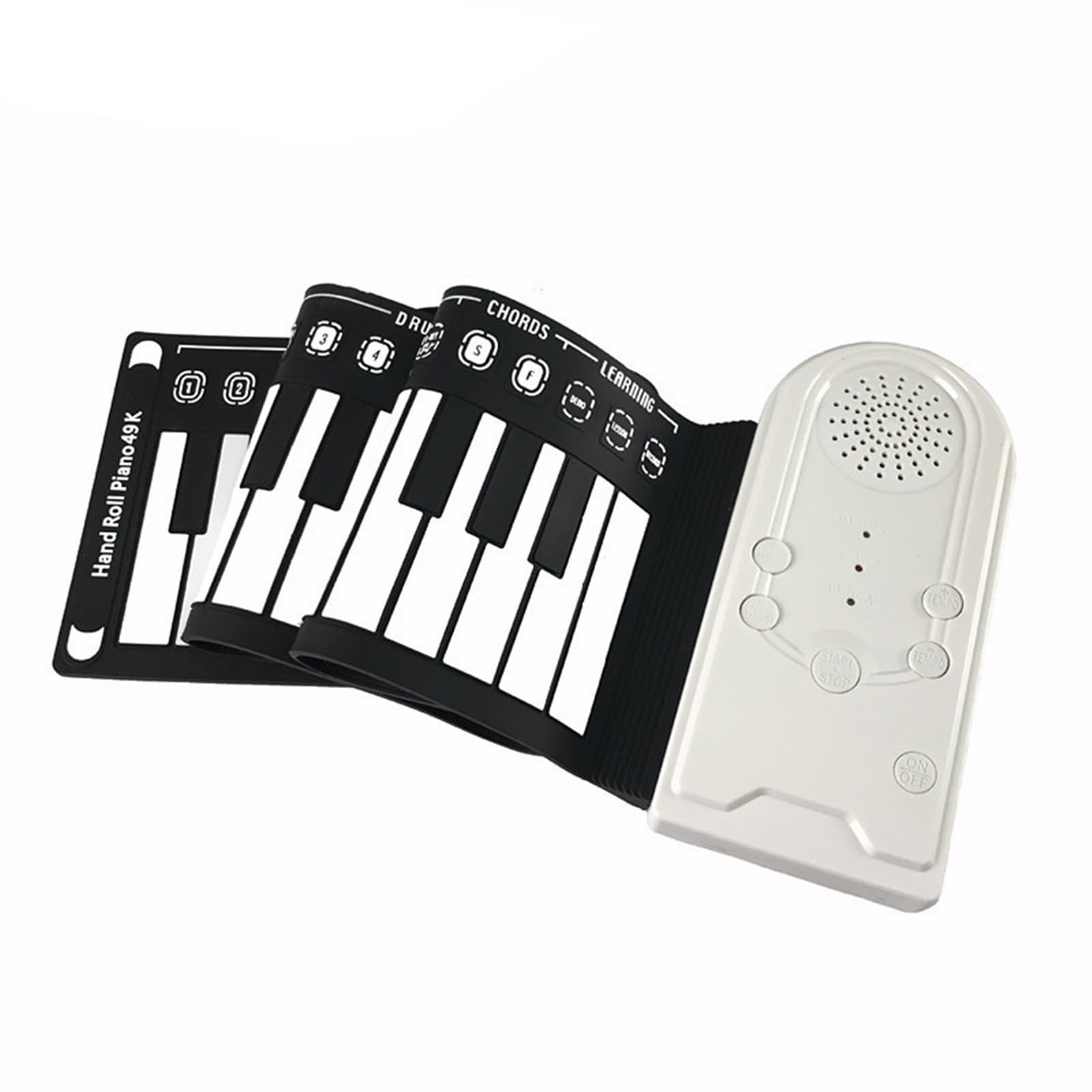 Miłośnik Muzyki 49 Klawiszowy Przenośny Składany Elektroniczny Instrument Fortepianowy Łatwy Do Grania(White)