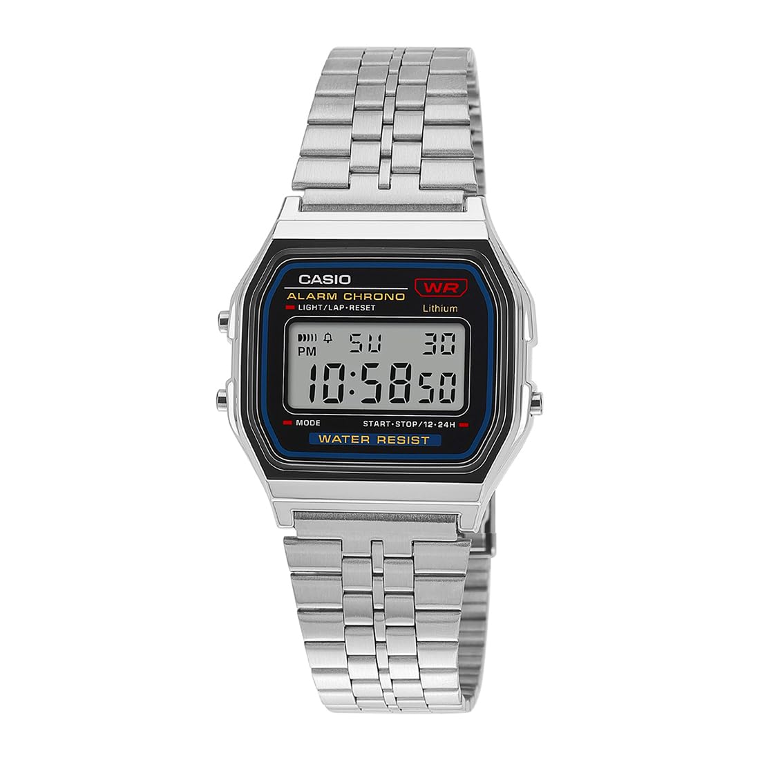 Casio Unisex Vintage A159W-N1DF Black Digital Dial Silver