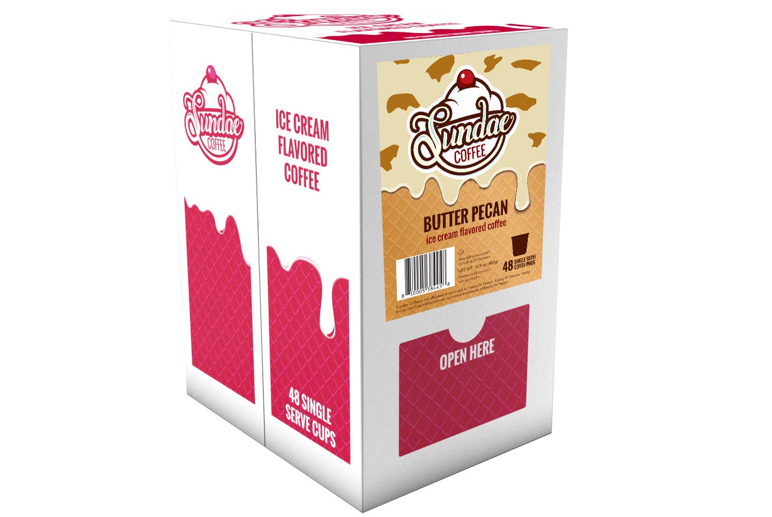 Sundae Coffee Sundae - Cápsulas de café con sabor a helado, 2.0 tazas de mantequilla de maní compatibles con Keurig K-Cup, 48 unidades