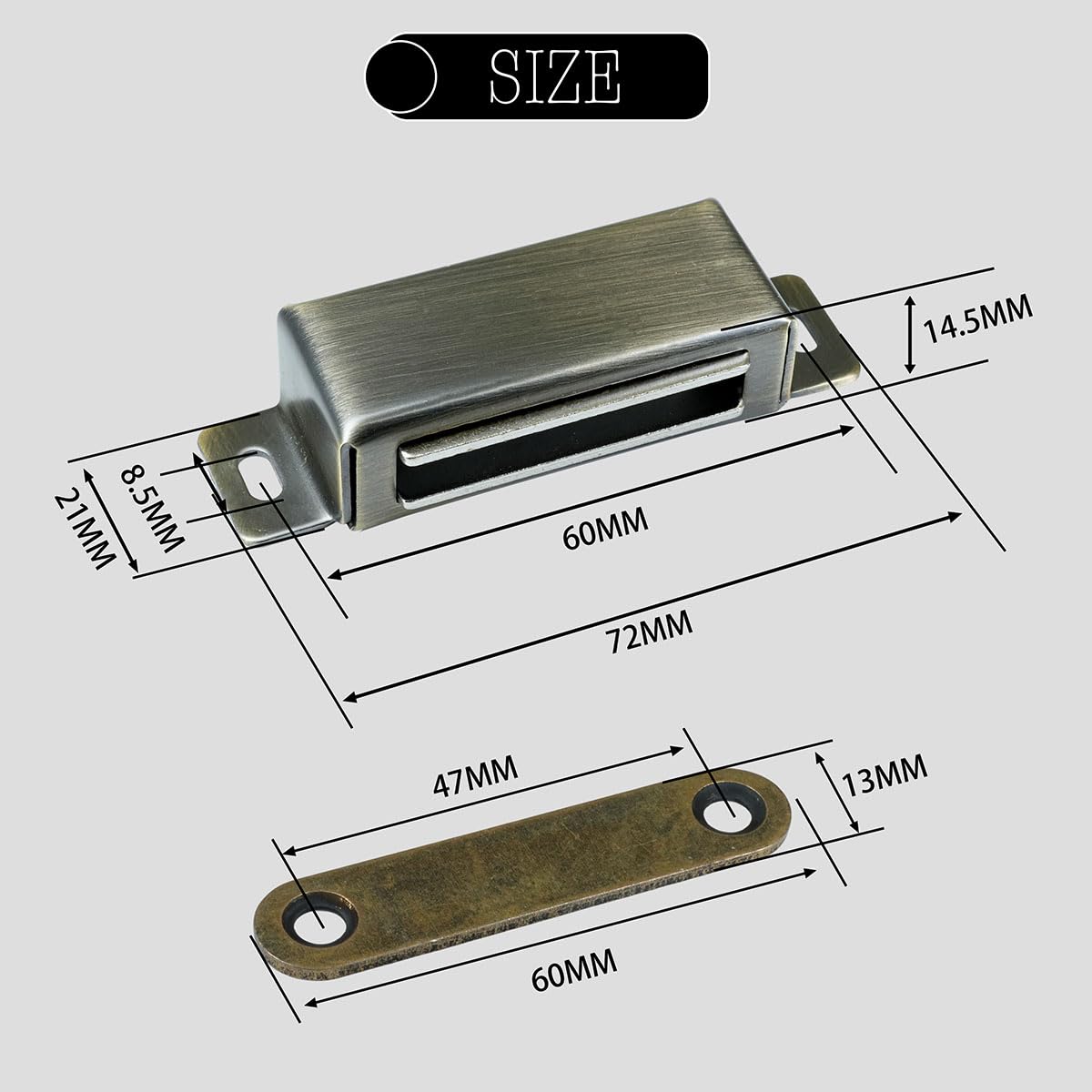 Selyse Magnetic Catch Door Magnets for Cabinet Doors Magnetic Clasps, Stainless Steel Drawers, Magnetic Door Closer - Image 2