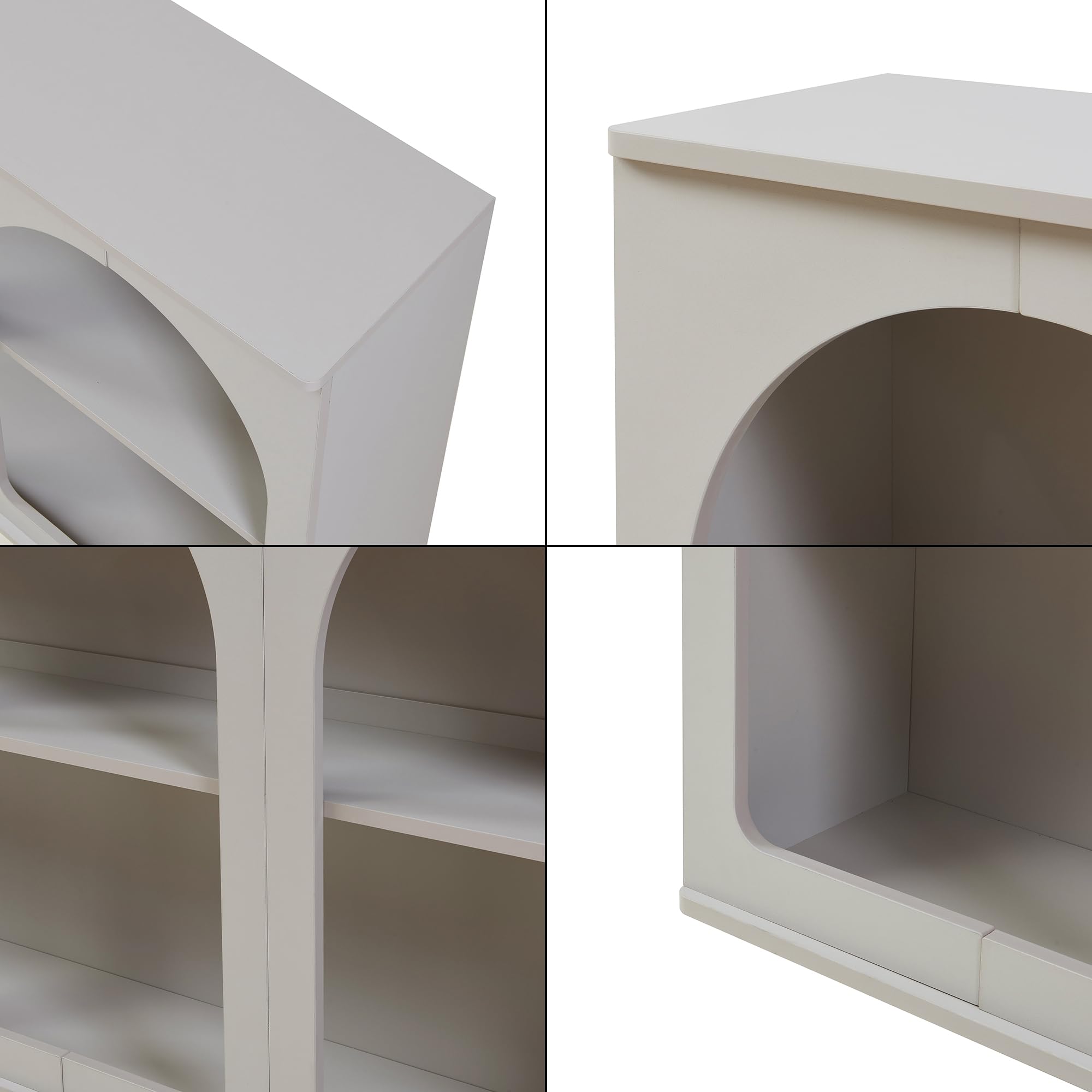 [en.casa] Credenza Mobile Contenitore Espositore Basso con Ripiano Interno e Vani Aperti Comò per Archiviazione Sala da Pranzo Soggiorno Ingresso 160x30x80 cm - Grigio