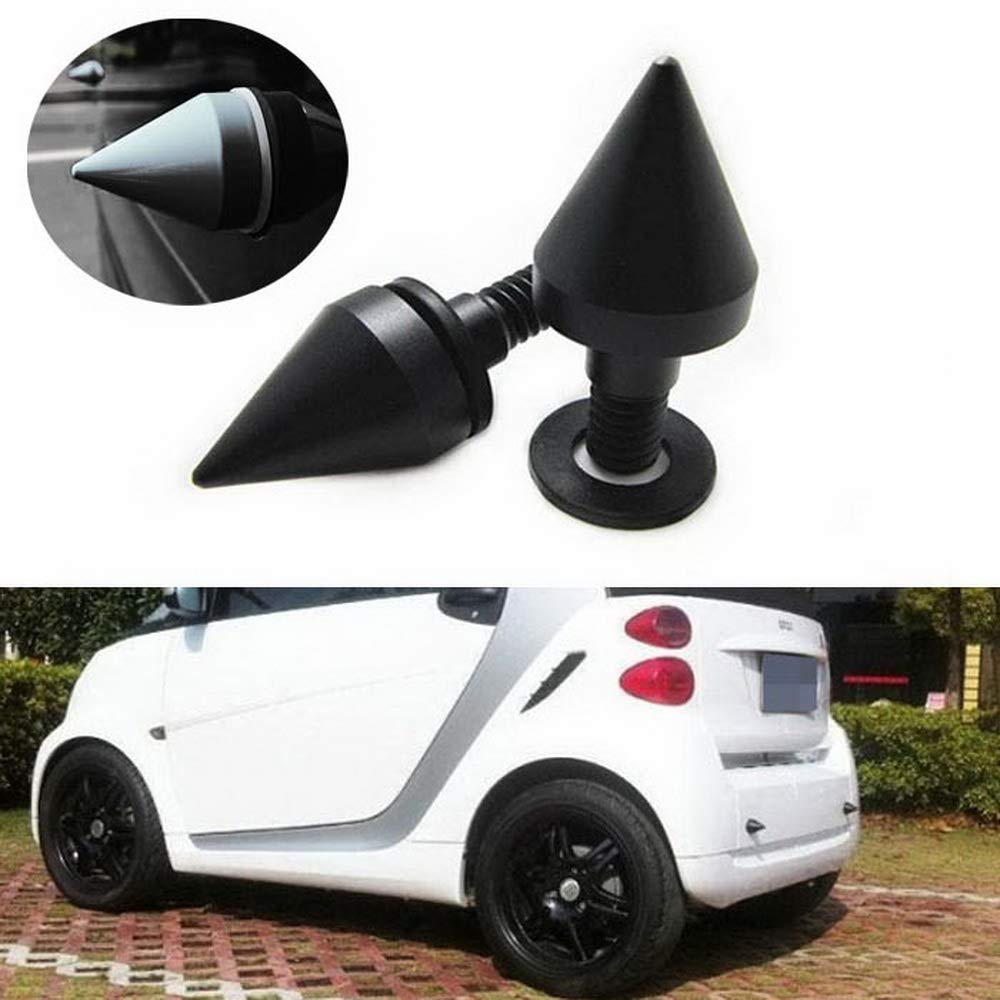 iJDMTOY (2 Satin Black Finish Front or Rear Bumper Protector Spikes Guards for Smart Fortwo