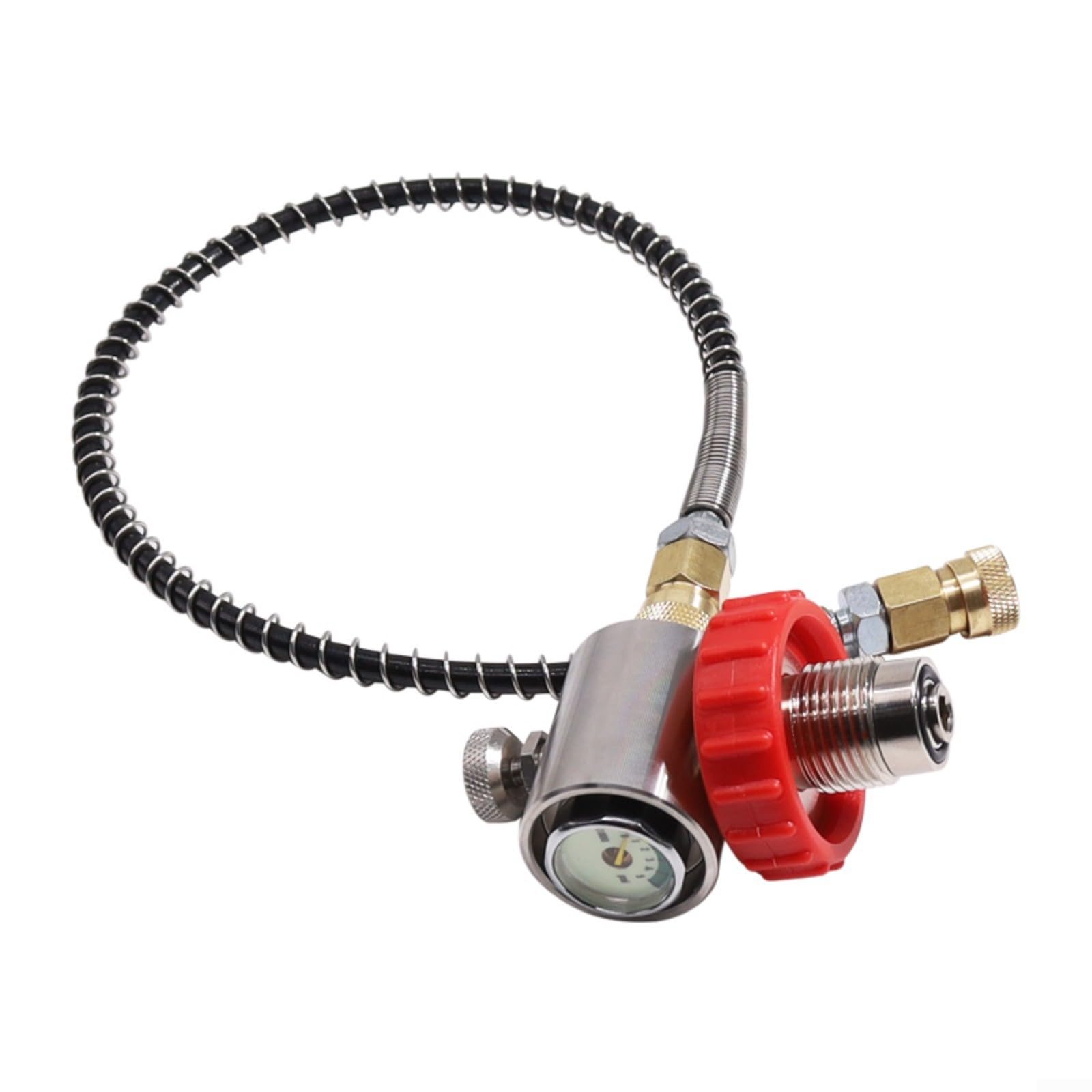 Manometro per immersioni subacquee con adattatore di riempimento da G5/8 a 7/8, doppio calibro luminoso fino a 6000 PSI, tubo a molla da 24 pollici per ricarica cilindro (SFC044)