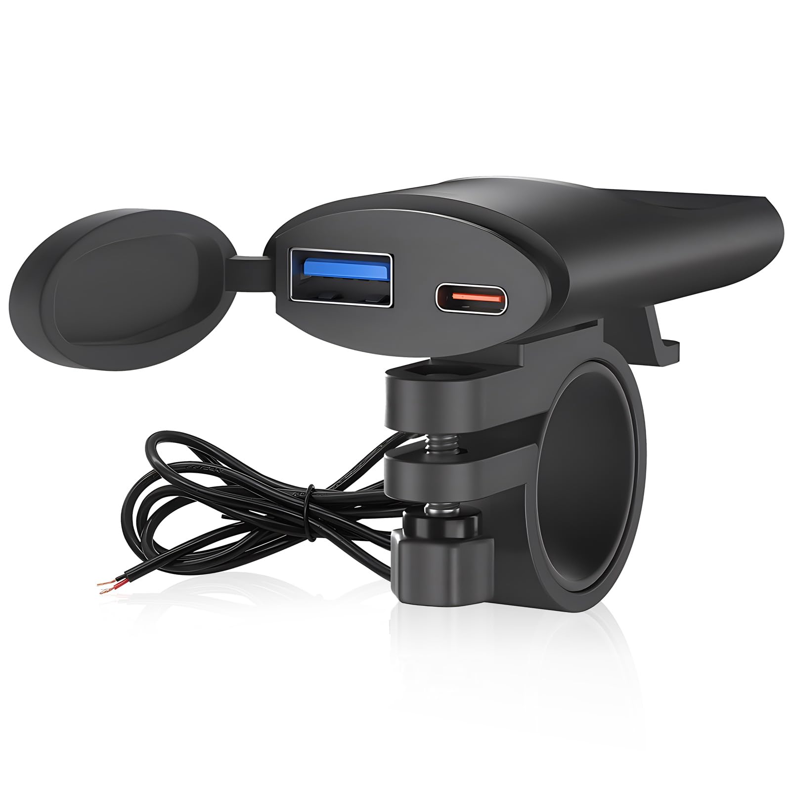 Motorcycle USB Phone Charger Qidoe Dual USB PD & Quick Charge 3.0 Motorcycle USB Charger Waterproof Motorcycle Accessories for Phone, iPad, GPS, etc