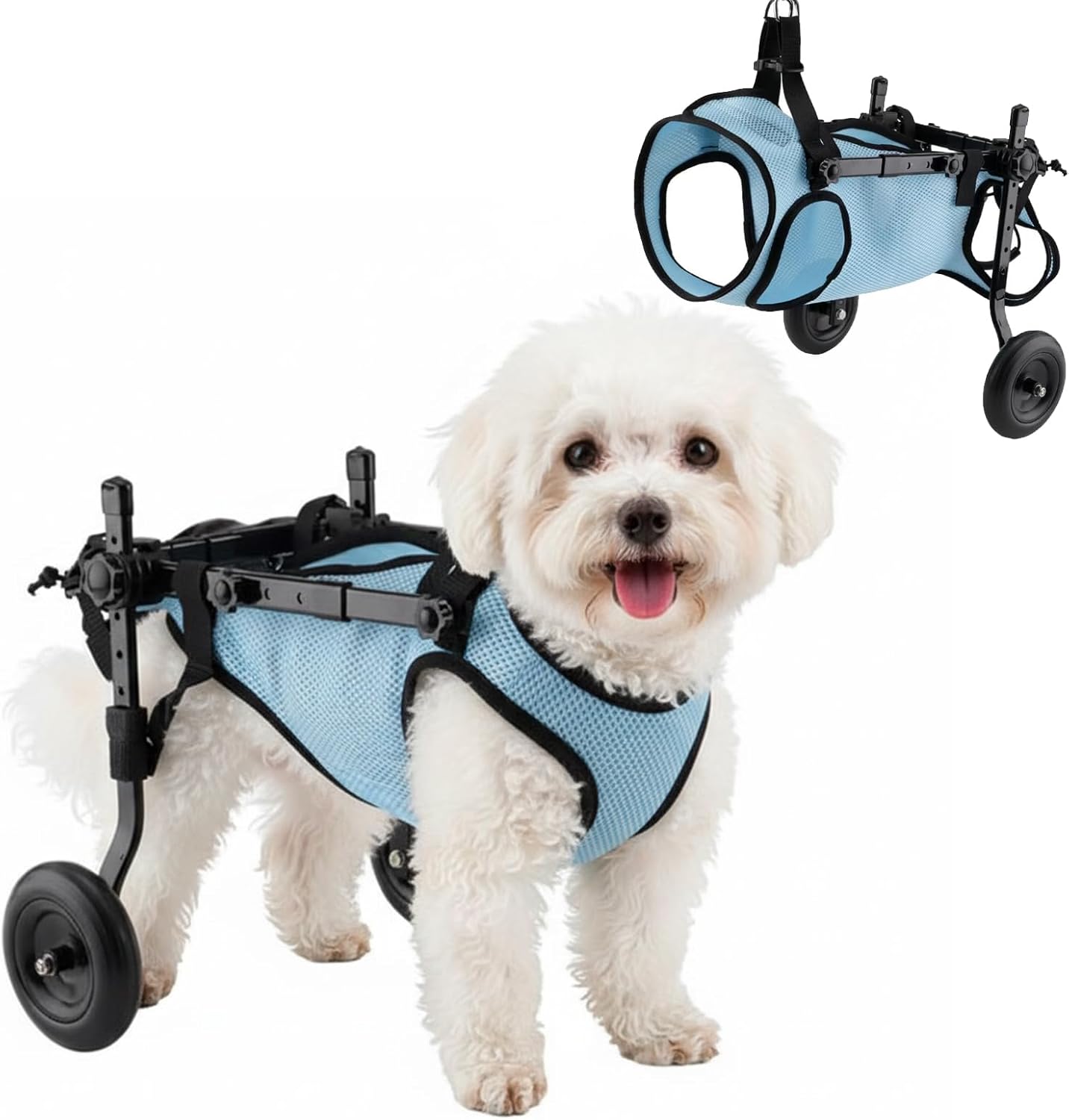 Dog Wheelchair for Back Legs - Adjustable Small Dog Wheelchair with 1.5mm Thickened Frame, Mobility Aid Support Cart for Disabled Hind Legs Rehab, Walking Wheels for Small Dogs