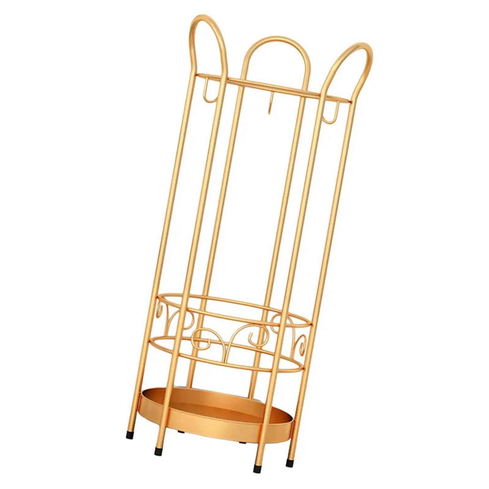 XDLEDMKIZ Umbrella Stand, Portable Umbrella Storage Rack Metal with Hook Hollow Stand for Commercial Hotel Lobby Office Umbrella Bucket Door Household,Gold