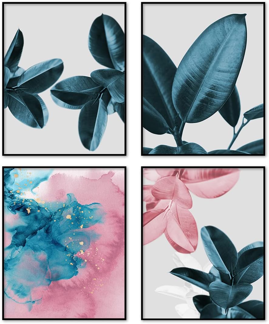 Amazon.com: BARATIE Botanical Wall Art Prints Set of 4 Bathroom Decor ...