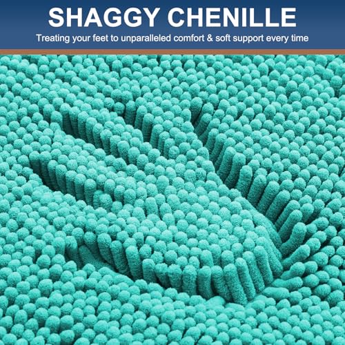 Smiry Luxury Chenille Toilet Rugs U-Shaped 20x20, Soft Absorbent Non-Slip Contour Bathroom Rugs for Toilet, Machine Washable Contoured Bath Mats, Turquoise