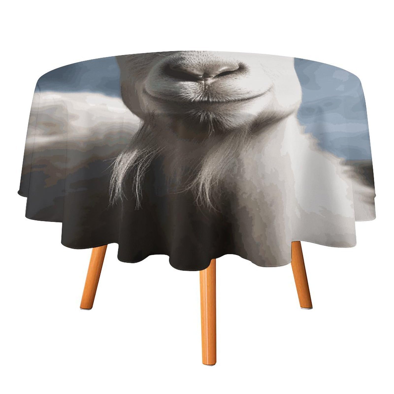 Fekiloot Style Goat Round Tablecloth - Heavy Duty And Washable,Polyester Decorative Fabric Table Cover,Tablecloths For Kitchen Dining, Wedding, Birthday Party50x50in