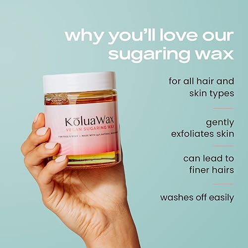 Miniatura 3 de KoluaWax Kit de cera de azúcar vegana para mujeres y hombres, depilación para todo tipo de piel y cabello, axilas, bikini, brasileño, cara y pierna,