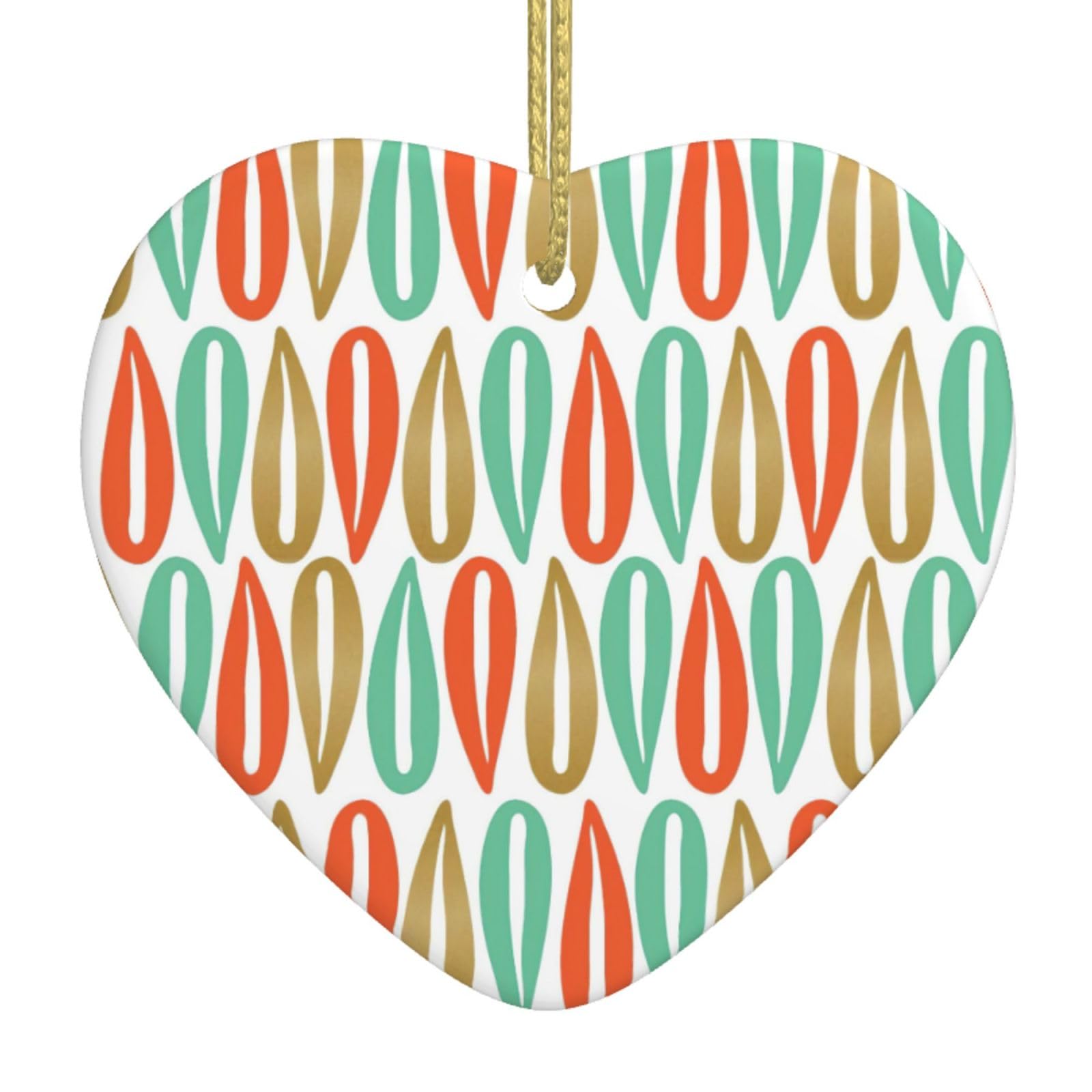 Nbtghga White Mid-Century Modern Style Print Christmas Ornaments, Ceramic Hanging Ornament, Xmas Tree Decoration, Holiday Home Decor