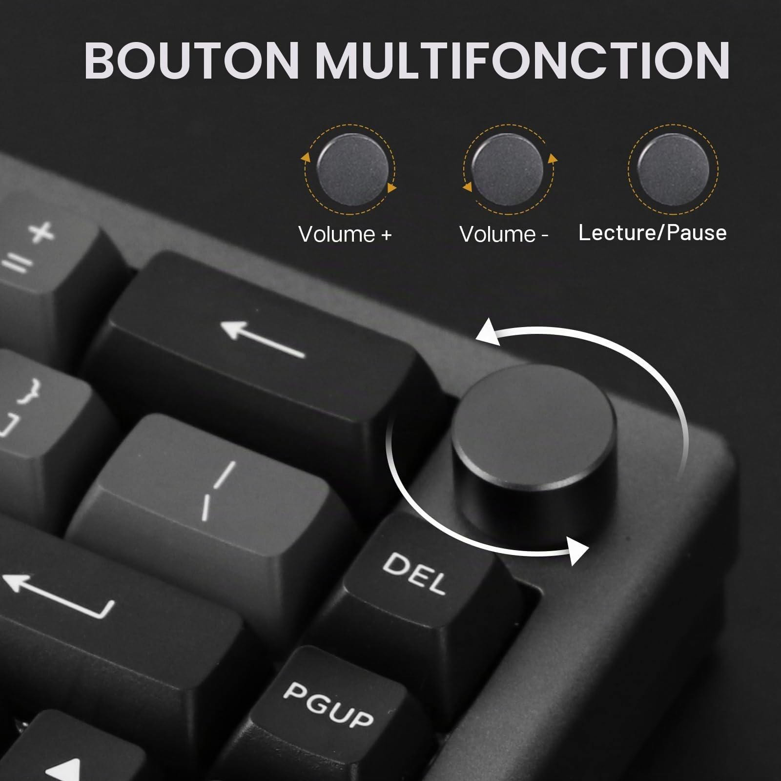EPOMAKER EK68 Clavier Mécanique SansFil/Bluetooth/USB-C. Clavier 65% avec Batterie 3000mAh, Bouton de Volume, RGB, HotSwap, pour Gaming/Bureau/PC/Mac/Linux ((US) Argent Noir, Wisteria Linear Switch)