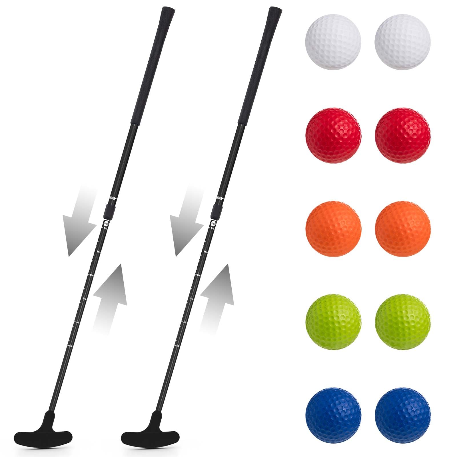 Lenwen 2 Pcs Golf Putter for Men Women Kids Adjustable Length Two Way Putter Right or Left Handed Golfers Mini Golf Club with Practice Balls for Toddler Children Teenager Junior Adult