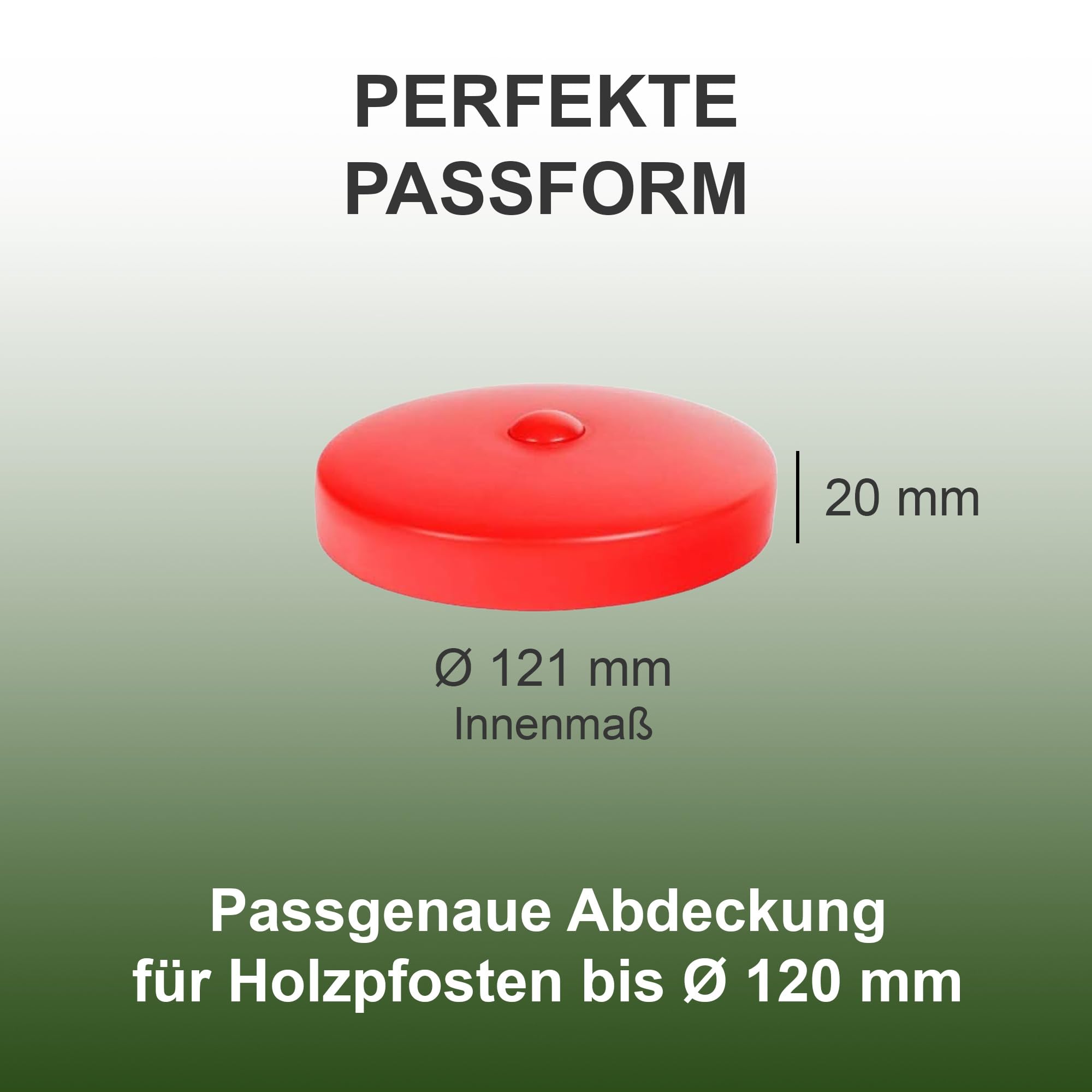 h2i Pfostenkappe | Kunststoff Rot | Ø 121 mm | 10 Stück | Runde Abdeckkappe für Garten Holzpfosten Pfostenträger & Zaunpfosten in Pyramidenform | Wetterschutz für Holz-Balken & Pfosten