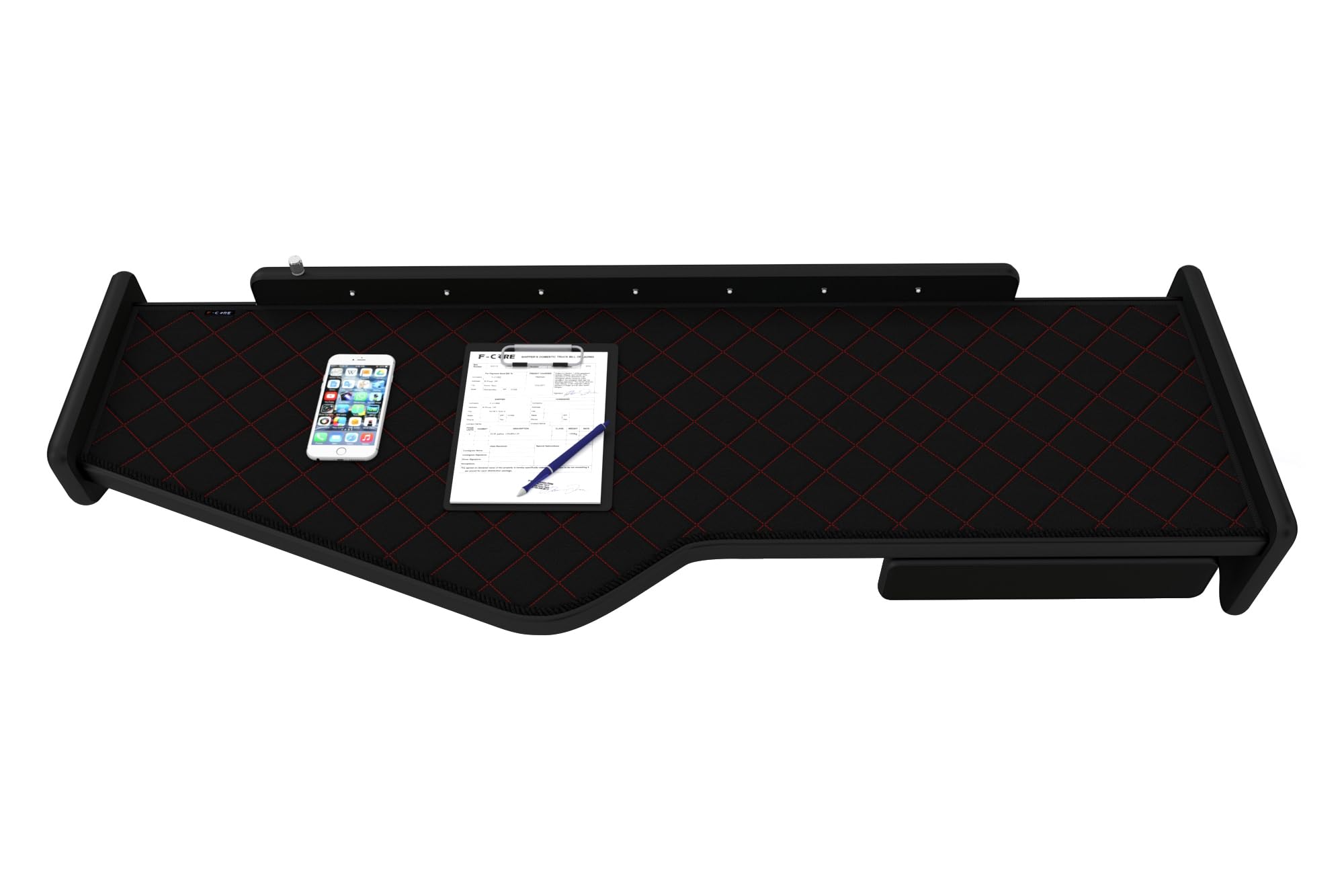 F-CORE Mesas al salpicadero camión Compatible con Scania R 01.11-12.16 Larga con cajón Panel LED 24V Negro/Rojo