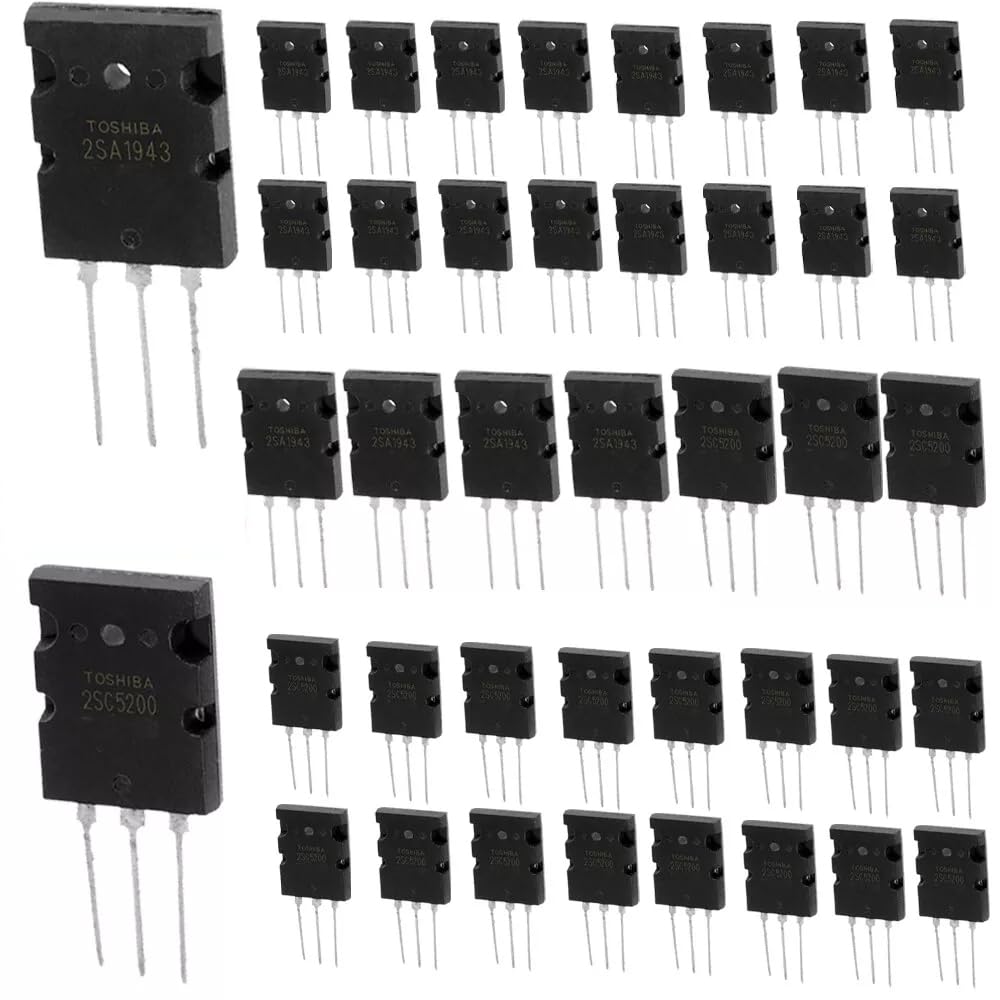 40 Pieces Black Power Matched Transistors 2SA1943 2SC5200 for High Performance